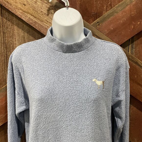 PINK Victoria’s Secret Fleece Sweatshirt XS  Blue Mock Neck Silver Dog Comfy - Picture 2 of 12